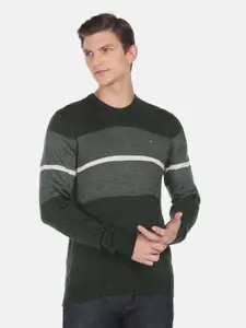 Arrow Sport Striped Round Neck Long Sleeves Acrylic Pullover