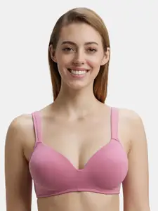 Jockey Wirefree Padded Cotton Full Coverage Lounge Bra with Included Bra Pouch-FE57