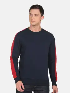 Arrow Sport Ribbed Long SleevesColourblocked Pulloverover Sweatshirt