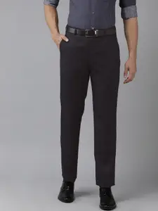 Park Avenue Men Checked Smart Regular Fit Mid-Rise Plain Woven Flat-Front Formal Trousers