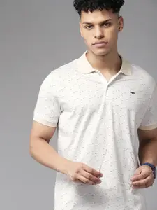 Park Avenue Men Geometric Print Polo Collar Slim Fit T-shirt