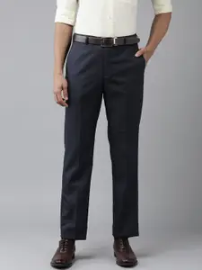 Park Avenue Men Mid-Rise Checked Smart Trousers