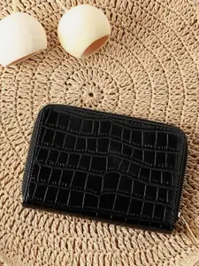HAUTE SAUCE by  Campus Sutra Women Geometric Textured Pu Zip Around Wallet