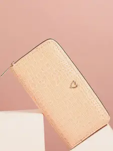 HAUTE SAUCE by  Campus Sutra Women Geometric Textured Pu Zip Around Wallet