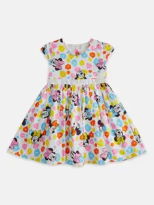 Pantaloons Junior Girls Round Neck Graphic Printed Fit & Flare Cotton Dress