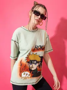 Stylecast X Hersheinbox Women Naruto Printed Drop-Shoulder Sleeves T-shirt
