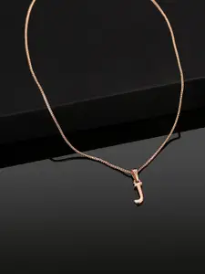 Estele Rose Gold-Plated Initial J Pendant With Chain