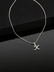 Estele Rhodium-Plated Initial K Pendant With Chain