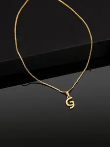 Estele Gold-Plated G-Alphabet Charm Pendant With Chain