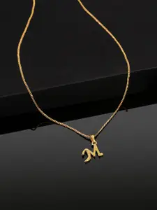 Estele Gold-Plated Initial M Pendant With Chain