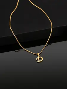 Estele Gold-Plated Initial D Shaped Pendant With Chain
