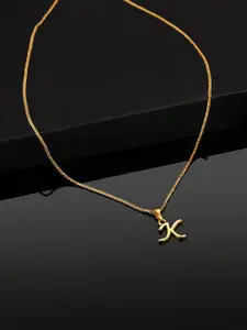 Estele Gold-Plated Initial K Pendant With Chain