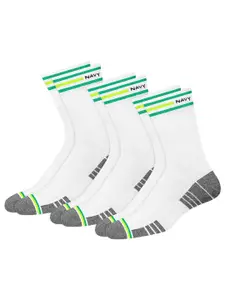 NAVYSPORT Men Pack Of 3 Patterned Ankle-Length Cotton Socks