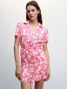 MANGO Floral Sheath Mini Dress with Belt