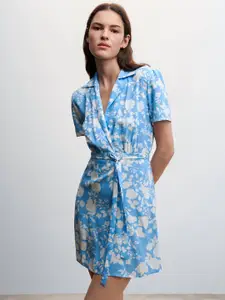 MANGO Floral Mini Wrap Dress