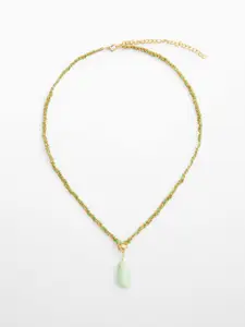 MANGO Stone-Studded Dangler Necklace