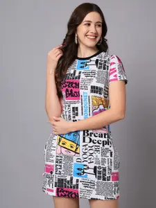 The Dry State Typography Printed Cotton T-shirt Dress