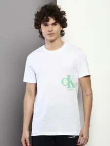 Calvin Klein Jeans Men White Typography Printed Organic Cotton T-shirt