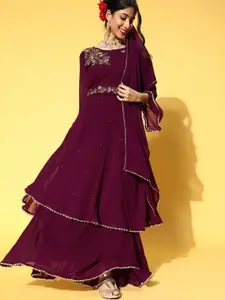 Chhabra 555 Embellished Anarkali Kurta With Skirt & Dupatta