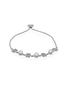 ahilya 92.5 Sterling Silver-Plated Beaded Charm Bracelet
