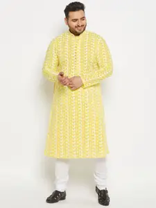 VASTRAMAY Paisley Embroidered Pure Cotton Kurta With Churidar