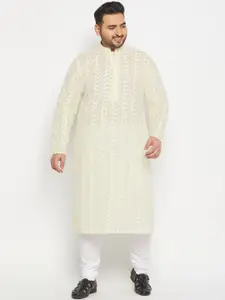 VASTRAMAY Men Paisley Embroidered Chikankari Pure Cotton Kurta with Pyjama Set