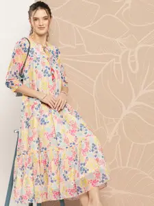 Inddus Floral Printed A-Line Midi Dress
