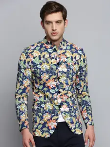 SHOWOFF Floral Printed Single Breasted Bandhgala Blazer