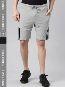 Force NXT Men Pack Of 2 Mid-Rise Regular Fit Cotton Shorts