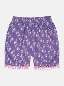 KiddoPanti Girls Conversational Printed Shorts
