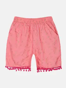 KiddoPanti Girls Mid-Rise Floral Printed Shorts