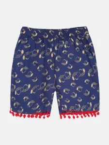 KiddoPanti Girls Printed Regular Fit Shorts