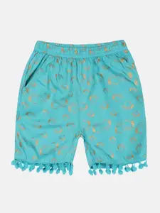 KiddoPanti Girls Printed Regular Fit Shorts