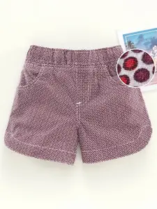KiddoPanti Girls Polka Dot Printed Cotton Mid-Rise Regular Fit Shorts