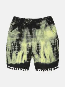 KiddoPanti Girls Tie & Dye Mid-Rise Regular Fit Shorts