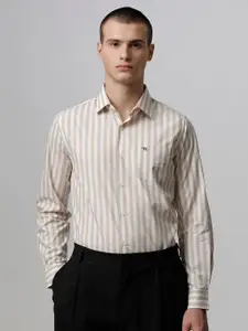 THE BEAR HOUSE Slim Fit Vertical Striped Pure Cotton Formal Shirt