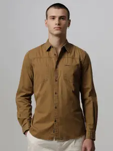 THE BEAR HOUSE Slim Fit Spread Collar Pure Cotton Casual Shirt