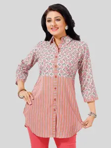 Saree Swarg Floral Printed Shirt Collar Kurti
