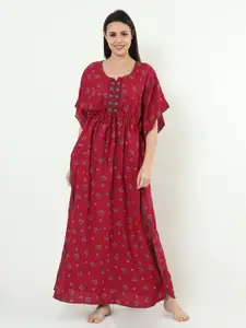 9shines Label Floral Printed Kaftan Maxi Nightdress