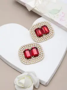 Awadhi Gold-Plated Rhinestone Contemporary Studs Earrings