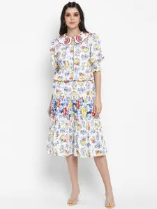BLANC9 Printed Top and Flared Skirt Co-Ords