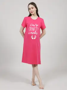mackly Typography Printed Maternity T-shirt Dress