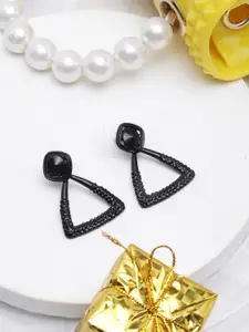 Awadhi Black-Plated Contemporary Drop Earrings