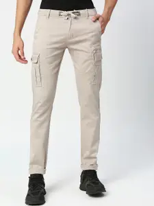 beevee Men Relaxed Straight Fit Easy Wash Cargos Trousers