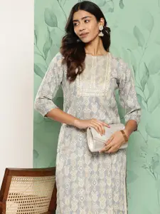 Libas Women Ethnic Motifs Zari Yoke Design Kurta