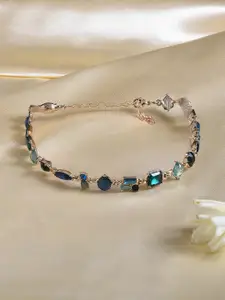 AMI Gold-Plated Artificial Stones Studded Contemporary Necklace