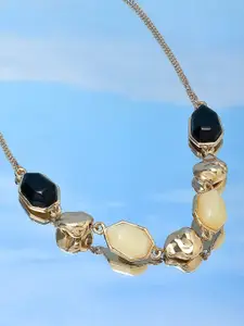 AMI Gold-Plated Artificial Stones Studded Contemporary Necklace