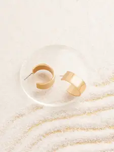 AMI Gold-Plated Contemporary Half Hoop Earrings