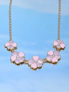 AMI Gold-Plated Artificial Stones Studded Contemporary Necklace