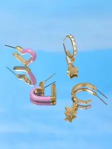 AMI Gold-Plated Set of 2 Contemporary Half Hoop Earrings